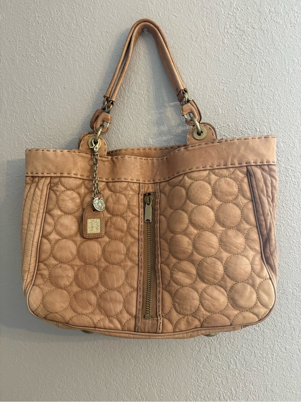 Cynthia Rowley Quilted Tan Leather Tote Handbag